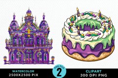 Watercolor Mardi Gras PNG Set Clipart Product Image 1