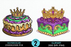 Watercolor Mardi Gras PNG Set Clipart Product Image 1