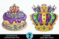 Watercolor Mardi Gras PNG Set Clipart Product Image 1