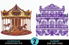 Watercolor Mardi Gras PNG Set Clipart Product Image 1