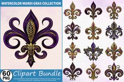 Watercolor Mardi Gras Collection Clipart Bundle Product Image 1