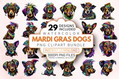 Watercolor Mardi Gras Dog Clipart Bundle Product Image 1