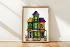 Watercolor Mardi Gras House Clipart Product Image 3