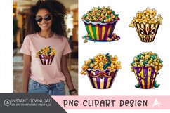 Watercolor Mardi Gras Popcorn Clipart PNG Product Image 1