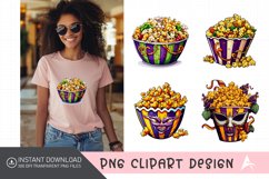 Watercolor Mardi Gras Popcorn Illustration Clipart Product Image 1
