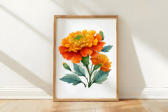 Watercolor Marigold Flower Clipart Product Image 3