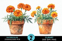 Watercolor Marigolds Pot Graphic Clipart Product Image 1