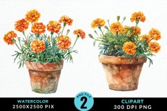 Watercolor Marigolds Pot Graphic Clipart Product Image 1
