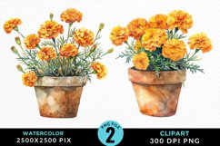 Watercolor Marigolds Pot Graphic Clipart Product Image 1