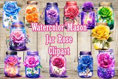 Watercolor Magic Mason Jar Rose Sublimation clipart Product Image 1