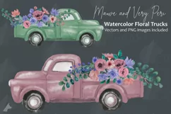 Mauve and Very Peri watercolor flower pickup truck graphics. Product Image 10