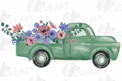 Mauve and Very Peri watercolor flower pickup truck graphics. Product Image 2