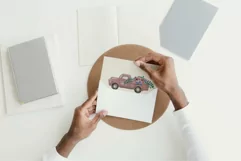 Mauve and Very Peri watercolor flower pickup truck graphics. Product Image 3