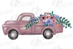 Mauve and Very Peri watercolor flower pickup truck graphics. Product Image 4