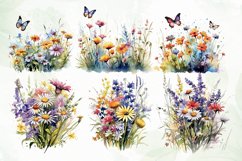 Watercolor Meadow Wildflowers Clipart Product Image 2