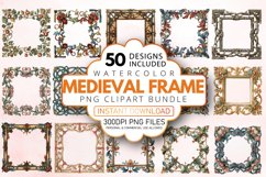 Watercolor Medieval Frame Clipart Bundle Product Image 1