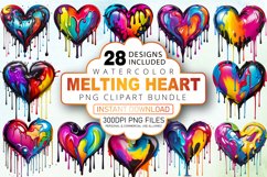 Watercolor Melting Heart Clipart Bundle Product Image 1