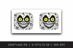 Watercolor menacing neon yellow eyes grinning mouth monster face Halloween print tumbler skinny mug wrap clipart t-shirt sublimation printable design