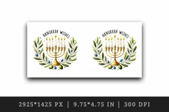 Watercolor menorah candles olive branche Hanukkah Wishes quote print 20 oz tumbler skinny mug wrap clipart t-shirt sublimation printable design