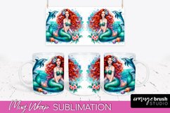 Mermaid Mug Wrap - Watercolor Mermaid Mug Sublimation Design Product Image 1