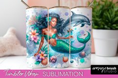 Mermaid Tumbler Wrap, Watercolor Mermaid Tumbler Sublimation Product Image 1
