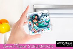 Watercolor Mermaid Magnet Sublimation - Summer Magnet Design Product Image 1