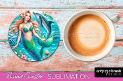 Watercolor Mermaid Coaster Sublimation, Round Car Coaster Product Image 1