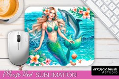 Mermaid Mouse Pad - Watercolor Mermaid Sublimation Mousepad Product Image 1