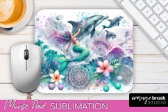 Mermaid Mouse Pad - Watercolor Mermaid Sublimation Mousepad Product Image 1