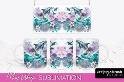 Mermaid Mug Wrap - Watercolor Mermaid Mug Sublimation Design Product Image 1
