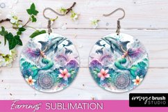 Mermaid Earrings PNG - Watercolor Mermaid Round Earrings PNG Product Image 1