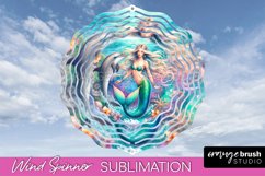 Watercolor Mermaid Wind Spinner - Summer Spinner Sublimation Product Image 1