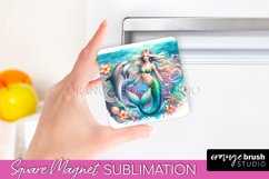 Watercolor Mermaid Magnet Sublimation - Summer Magnet Design Product Image 1