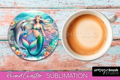 Watercolor Mermaid Coaster Sublimation, Round Car Coaster Product Image 1