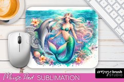 Mermaid Mouse Pad - Watercolor Mermaid Sublimation Mousepad Product Image 1