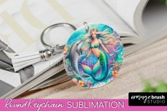 Mermaid Keychain - Summer Watercolor Keychain Sublimation Product Image 1