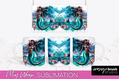 Mermaid Mug Wrap - Watercolor Mermaid Mug Sublimation Design Product Image 1