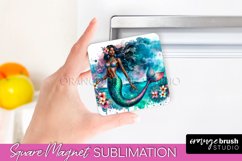 Watercolor Mermaid Magnet Sublimation - Summer Magnet Design Product Image 1