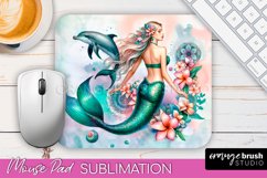 Mermaid Mouse Pad - Watercolor Mermaid Sublimation Mousepad Product Image 1