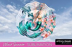 Watercolor Mermaid Wind Spinner - Summer Spinner Sublimation Product Image 1