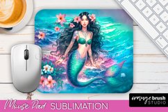 Mermaid Mouse Pad - Watercolor Mermaid Sublimation Mousepad Product Image 1