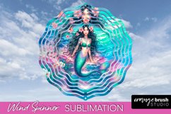 Watercolor Mermaid Wind Spinner - Summer Spinner Sublimation Product Image 1