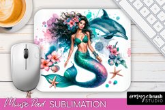 Mermaid Mouse Pad - Watercolor Mermaid Sublimation Mousepad Product Image 1