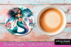 Watercolor Mermaid Coaster Sublimation, Round Car Coaster Product Image 1