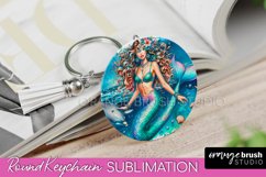 Mermaid Keychain - Summer Watercolor Keychain Sublimation Product Image 1