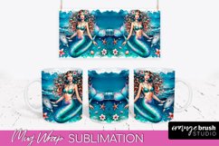 Mermaid Mug Wrap - Watercolor Mermaid Mug Sublimation Design Product Image 1