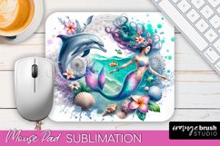 Mermaid Mouse Pad - Watercolor Mermaid Sublimation Mousepad Product Image 1