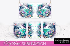 Mermaid Mug Wrap - Watercolor Mermaid Mug Sublimation Design Product Image 1