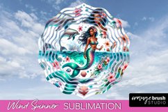 Watercolor Mermaid Wind Spinner - Summer Spinner Sublimation Product Image 1