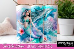 Mermaid Tumbler Wrap, Watercolor Mermaid Tumbler Sublimation Product Image 1